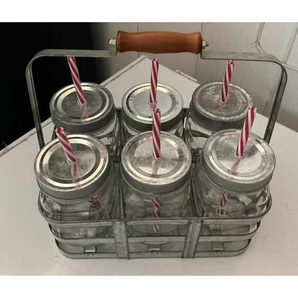Better Homes And Gardens 6 Ball Mason Jars, Lids, Straws Galvanized Caddy Set - Picture 2 of 2